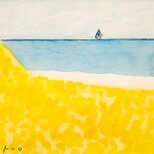 「春の海」原画 ※木製額縁入り（18㎝角）一点物 水彩 イラスト 北欧インテリア　 ¥14,800 税込