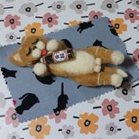 羊毛フェルト酔いどれ茶虎 猫 お酒付き　敷物