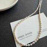 Sv Pearls Necklaces:淡水パールネックレス　不揃いオーバルバロック長さ38.5ｃｍ