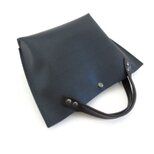 新サイズ♪《牛革》底マチワイド・ショートハンドル・ミニトート・ダークネイビー・ヘアライン加工・0608