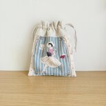 レトロ柄の巾着袋