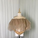 シャンパン色 取り外しオフショルダー キラキラチュール ストレッチ ふわふわ 披露宴