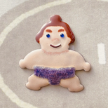 押し出し!青い瞳のお相撲さん•七宝焼帯留め（ブローチ金具に変更可）