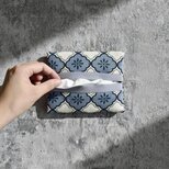 ちょっと差がつく/ポケットティッシュケース/北欧・モロッカン/生成り・ブルー/ワンコイン/プチギフト/ポケットティッシュケース