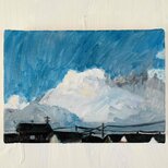 原画　油彩画「朝雲」絵画・アート・キャンバス・サムホールサイズ（16×23㎝）