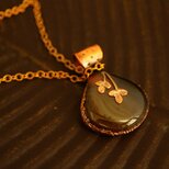 送料無料＊モンタナアゲート＊マロンカット＊若葉＊エレクトロフォーミング＊ネックレス＊E-15