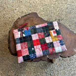 古布パッチワークのファスナーポーチ（カラフル）03002-11