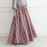 【✨丈調整できる】春まで◎肌触りの良いチェック柄 ウエストゴム フレアスカート　ピンク　0786PK