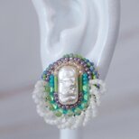 おゃべりなピアス・イヤリング65｜ビーズ刺繍×ピンク×大ぶり×選べる金具×一点物×サージカルステンレス