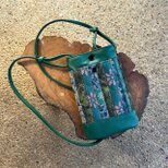 スマホポシェット（グリーンの革＋着物生地のパッチワーク）01014-36