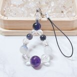 ✦数量限定✦ 迷いや不安を和らげる パワーストーンストラップ｜パープルフローライト・デュモルチライトインクォーツ No.848S