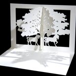 風にゆれる ポップアップメッセージカード　〈森と馬〉