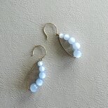 水色ヴィンテージビーズのワイヤーピアス