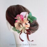 アンスリウムとプルメリアの髪飾り　ピンク　プルメリア　造花　南国　リゾ婚　ウェディング　海外挙式　アンスリウム　アネモネ