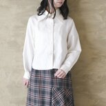 【完全一点物】ラウンドカットブラウス（オフホワイト）