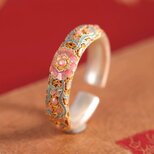 花のリング - 七宝焼が施されて自然の美しさを指先で感じる R457
