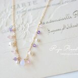 SALE)14kgfスコロライト(ラベンダークォーツ・ドロップカット)×ピンクアメジスト×ローズクォーツのネックレスのコピー