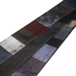 【一点物】正絹・紬のパッチワーク角帯｜墨黒と彩りのモダン意匠｜裏地も贅沢な紬仕様