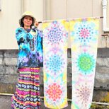 タイダイ染め 暖簾 曼荼羅模様 HD25-46