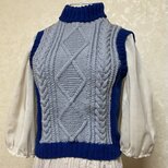 タートルネックベスト(手編み)