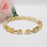 シトリン×水晶×ヘマタイト＊ブレスレット＊天然石＊お守り＊シトリンブレスレット＊天然石ブレスレット＊11月誕生石