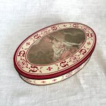 ヴィンテージ缶 貴族絵 オーバル型 お菓子缶 大きな帽子 バロック 12otec1