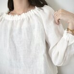 上質リネン100％ ❤︎ゴムブラウジング長袖トップス　オフホワイト　No.371
