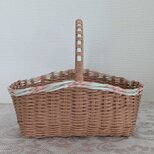 グリーンとピンク、ビスケットカラーのワンハンドルかご（小さめサイズ）パンかご・フリーボックス　新生活　収納