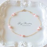 14kgf＊サンゴと淡水パールのフェミニンブレスレット