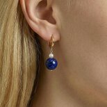 上品なブルー｜ラピスラズ ピアス ｜K18ゴールド + シルバー925｜天然石×淡水パール｜北欧ミニマル