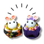 【ねずみ雛 コンパクト雛飾り】ひな祭り 春インテリア ちりめん 桃の節句 玄関飾り