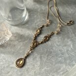 NA155-【 AVON 】エイボン・ヴィンテージネックレス 1970-80's Amber Cabochon Lariat