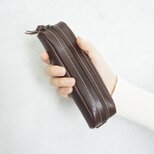 《本革》手に馴染む・大人の柔らかペンケース（チョコ）