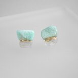 ［天然石の金継ぎピアス］アマゾナイト×ルチルクォーツ