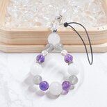 ✦天使の守護石 心安らぐ癒しのストラップ◎エンジェルクォーツ ムーンストーン  パワーストーンストラップ No779S