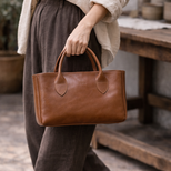 本革 スモールアトリエバッグ／ウォームブラウン｜新型・HMA刻印入り ミニマルミニトート