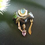 アクアマリン　ブローチ