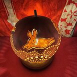 球形ひょうたんランプ　波兎モチーフ