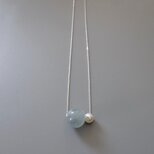 3月の誕生石 水色 11mm up希少な大粒アクアマリン × あこやパール 50cmロングネックレス付き