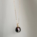 一点もの Tahitian Baroque Pearl Necklace with CZ 11mmUp