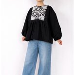 インド綿キルティングギャザーブラウス