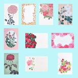 薔薇の花のイラストポストカード 10 枚セット