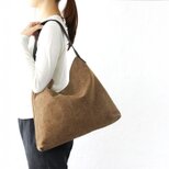 A4が入る 帆布×レザー ワンショルダーバッグ Nueng（ライトブラウン）ls005