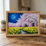 【心癒される春の夜：静寂を照らす月の光】｜油彩画 原画 絵画・インテリア・ギフト・ラッピング
