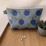 裏付き　北欧風　くまさんとドットのラミネートポーチ　