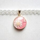 【受注製作】レジンアート　ラウンドモチーフとタティングレースとサテンリボンのチョーカー〈花の刻〉