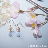 *桜そら*花曇りの空に咲く桜のアシンメトリーピアス