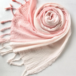 桜ピンク♪手染めのコットン＊虹色×桜色＊ストール