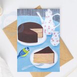 （92）青い鳥とチョコレートケーキ　ポストカード　3枚セット