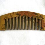 金蒔絵の飾り櫛 銘「抱舟」 山百合と夏の草花の絵柄